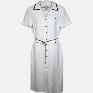 Jessica Howard Linen Blend Dress Womens 14 Vintage Belted